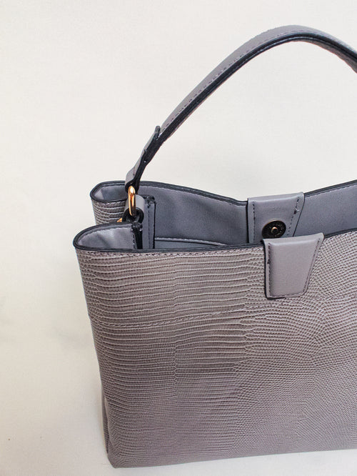 Tati Textured Grey Shoulder Bag