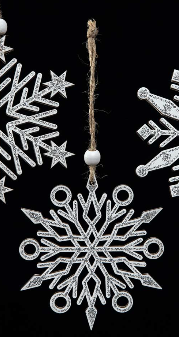 Small White Snowflake Wooden Ornament