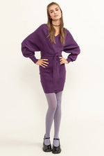 Jenna Purple Long Sleeve Mini Wrap Dress