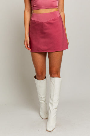 Poppy Rose Pink Mini Skirt