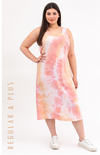 Coral Tie Dye Ruched Back Dress