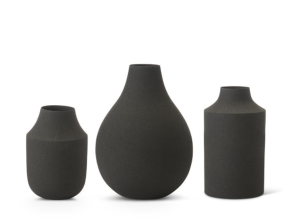 Black Matte Small Metal Vases