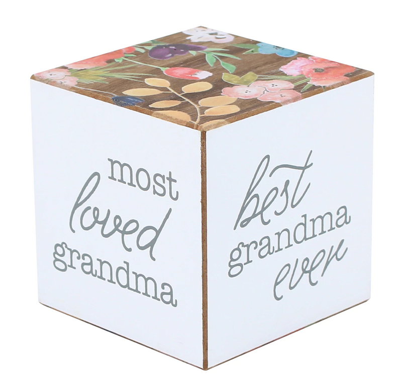 Grandma Floral Sayings 4-Sided Cube