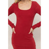 Red Glitter Knit Bodycon Midi Dress