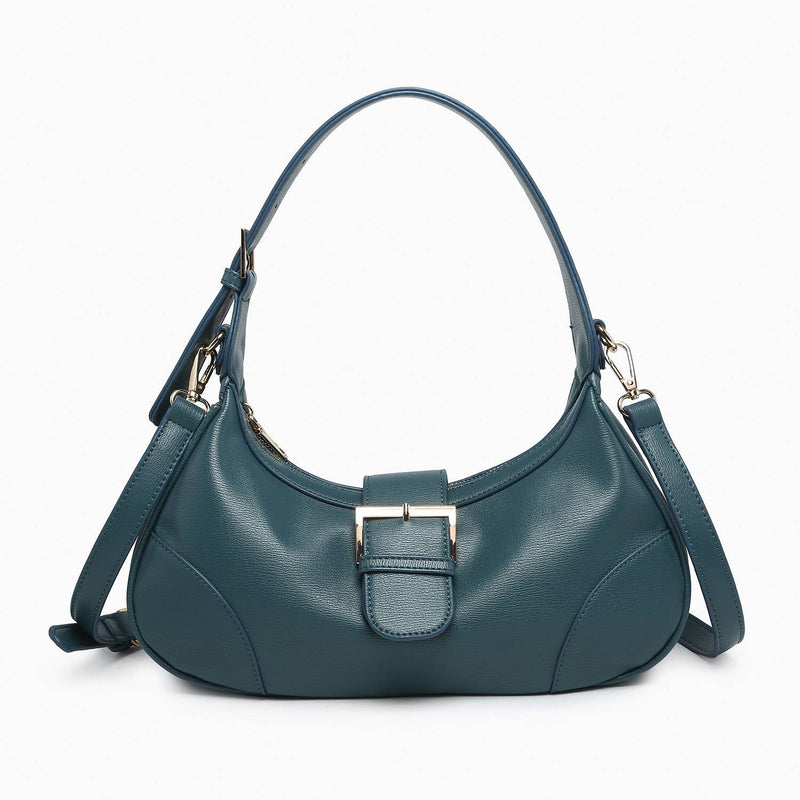 Hunter Green Madrid Buckle Shoulder Bag