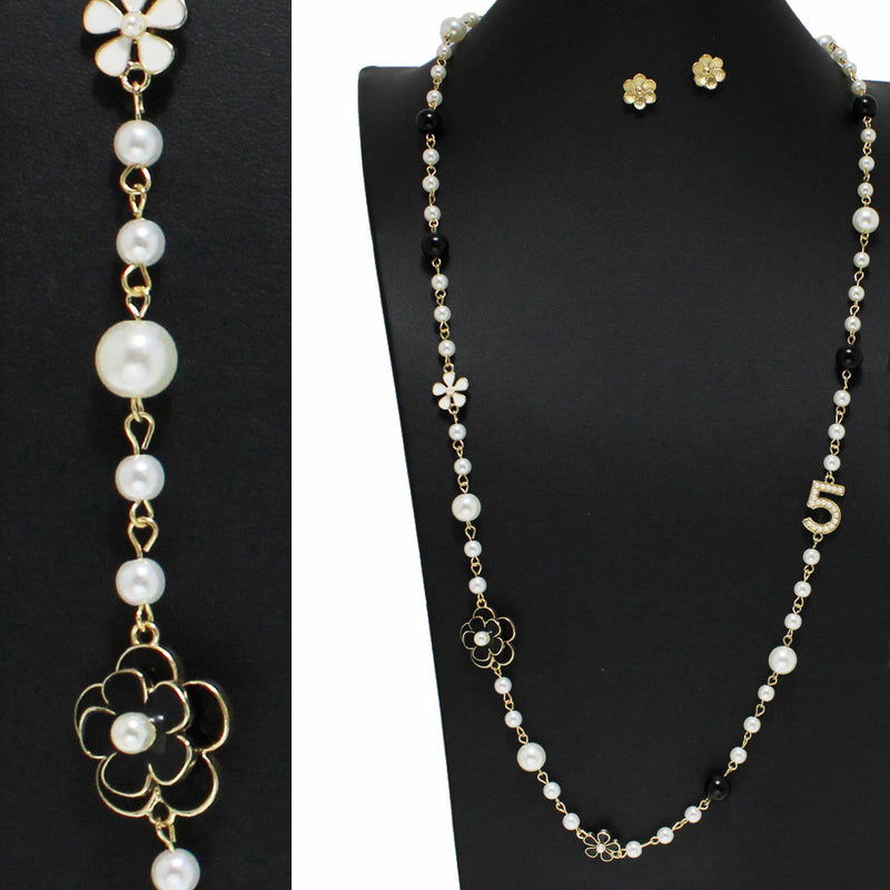 Gabrielle Layered Flower Necklace & Earrings
