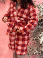 Red Checkered Sherpa Robe
