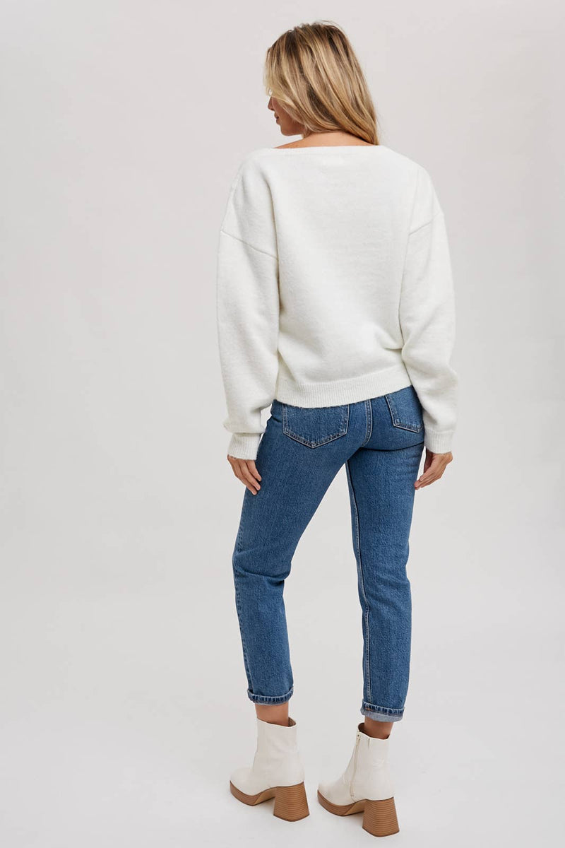 Ivory V-Neck Sweater