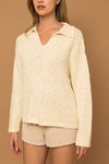 Ivory Collared Neck Sweater Top