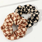 Black and Brown Checkered Scrunchies Set of 2
