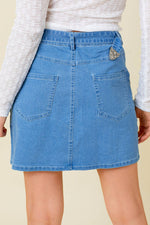 Denim Rhinestone Pocket Skirt