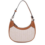 Tan Essie Rounded Straw Shoulder Bag