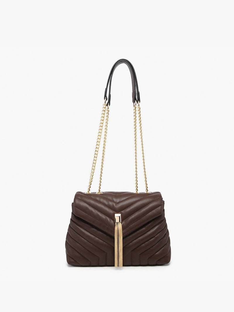 Espresso Thea Chevron Pattern Crossbody Bag