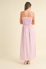 Striped Pink Tube Maxi Dress