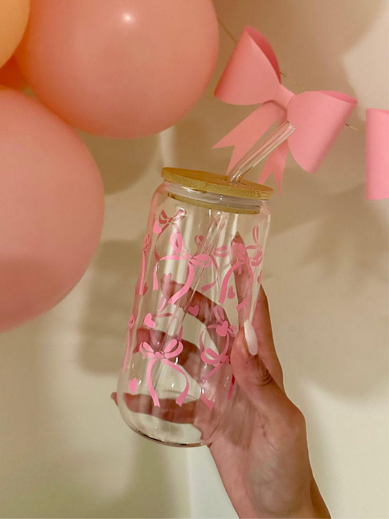 Mini Hearts/Bows Glass Cup