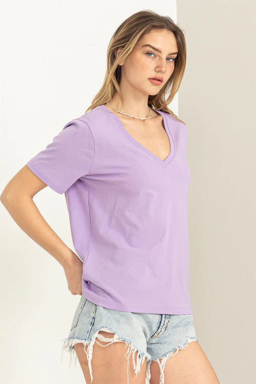 Jackie's Lilac V-Neck T-Shirt