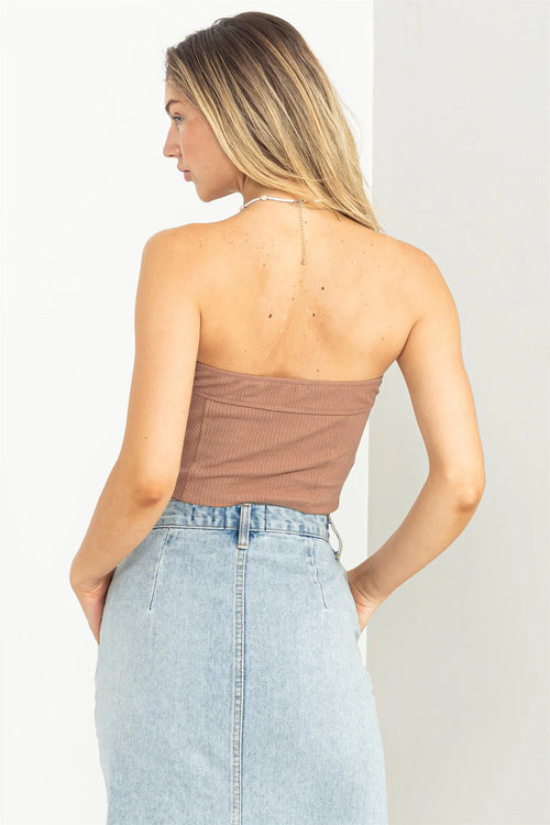 Mocha Strapless Crop Top