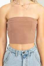 Mocha Strapless Crop Top