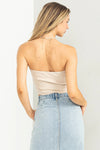 Oatmeal Strapless Crop Top