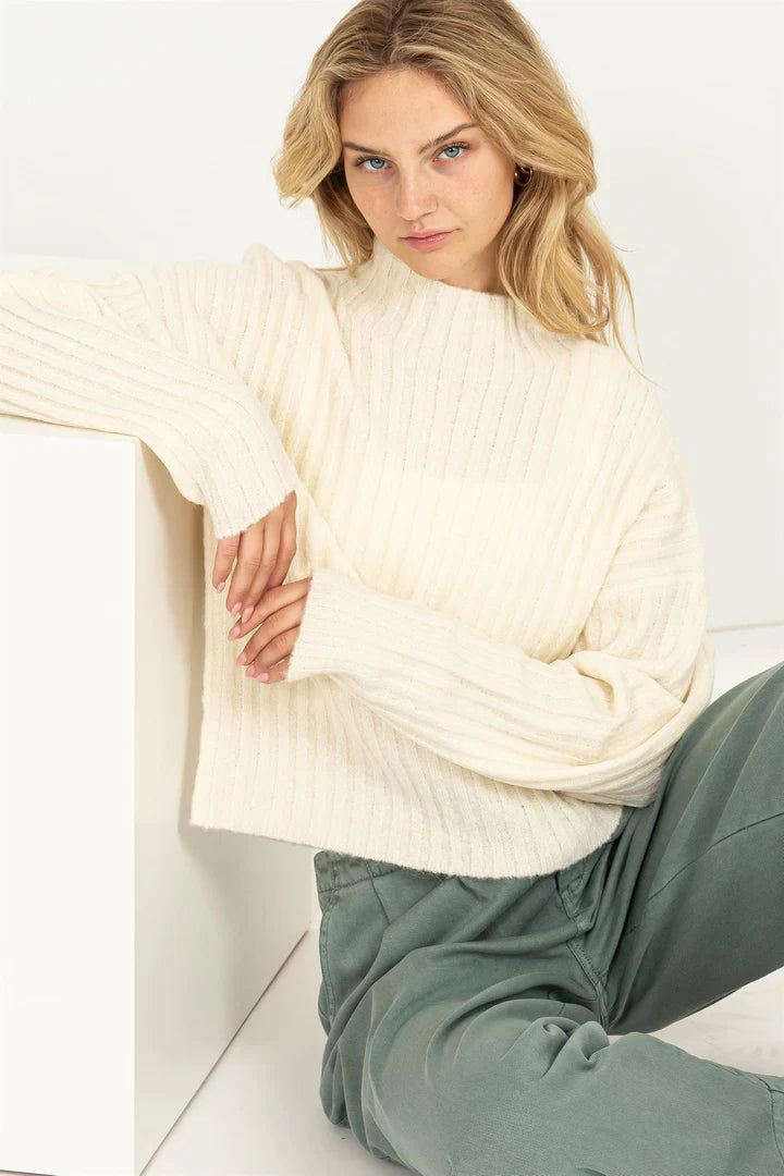 Cream clearance ribbed sweater