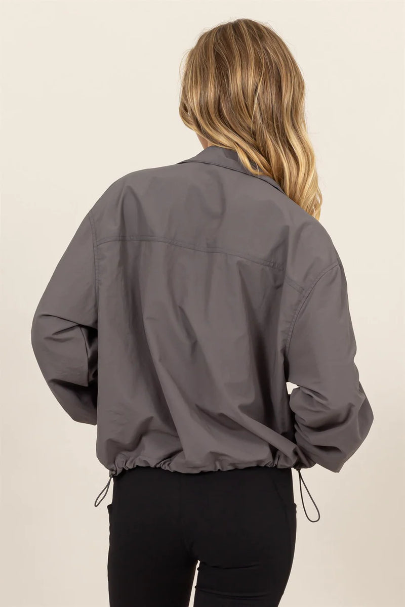 Gray Nylon Windbreaker