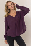 Jackie Purple Waffle Knit Long Sleeve