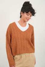 Leah Rust V-Neck Sweater