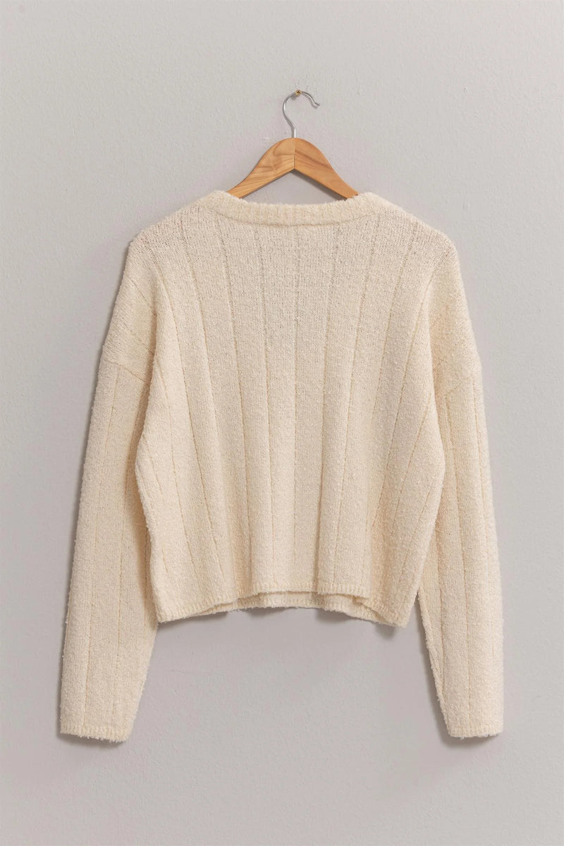 Leah Cream V-Neck Sweater