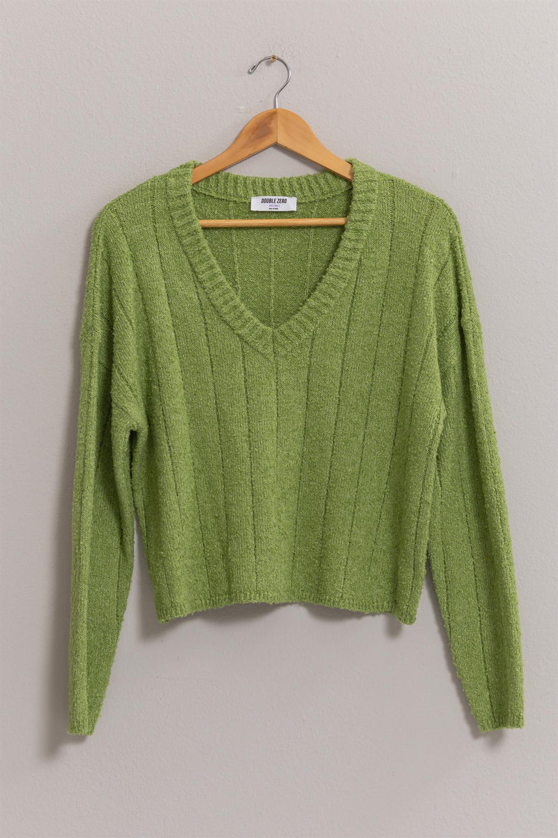 Leah Olive V-Neck Sweater