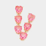 Pink Triple Heart Dangle Earrings