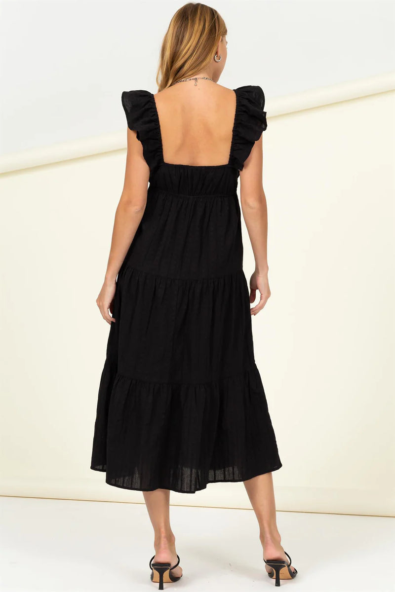 Champagne Problems Black Eyelet Dress