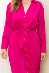 Loved Fuchsia Satin Midi Dress