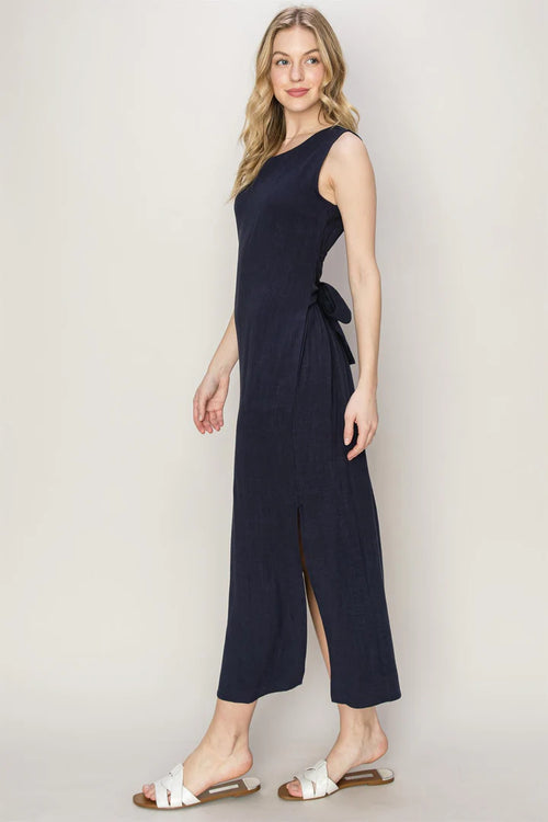 Navy Heading Out Side Slit Maxi Dress