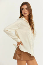 Beige Metallic Button Up Shirt