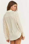 Beige Metallic Button Up Shirt