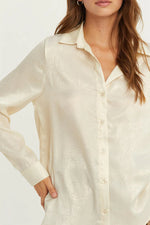 Beige Metallic Button Up Shirt