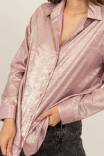 Pink Metallic Button Up Shirt