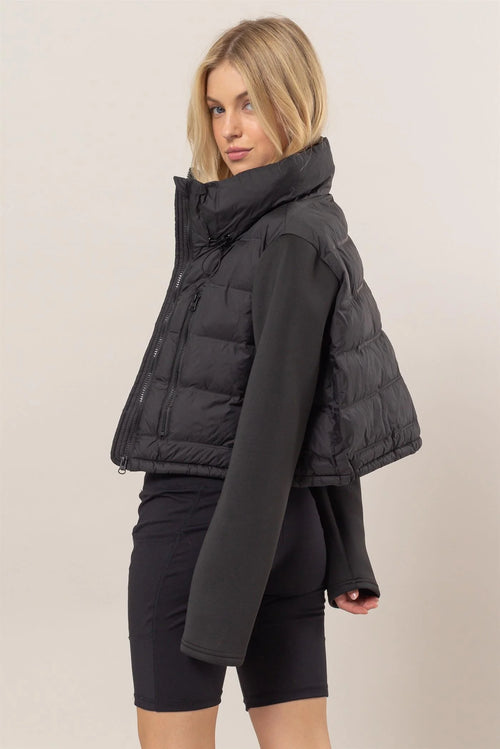 Zoe Black Puffer Crop Jacket