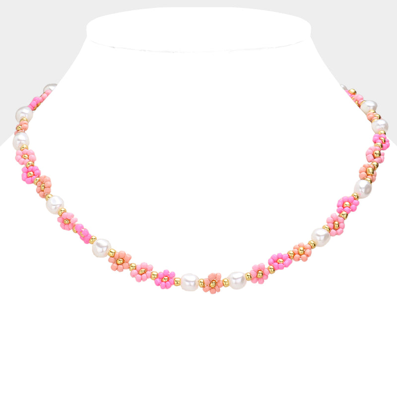 Chunky Beaded Flower Necklaces