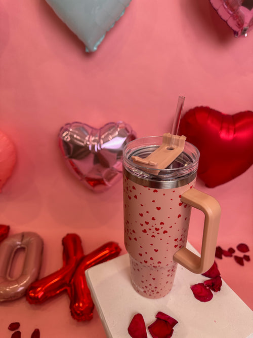 Mini Red Hearts All Over Tumbler Cup