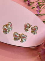 Candy Heart Pearl Stud Earrings