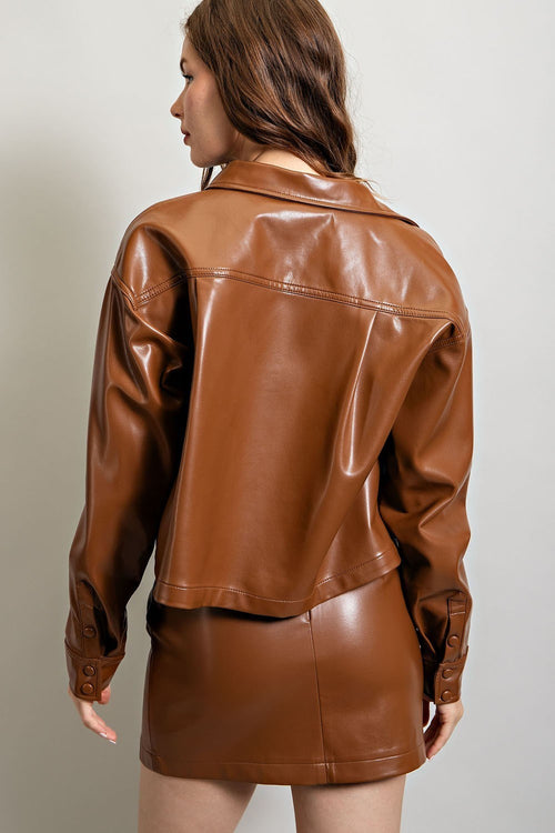 Cappuccino Cropped Leather Jacket
