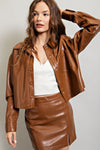 Cappuccino Cropped Leather Jacket