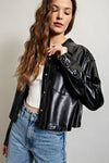 Black Cropped Leather Jacket