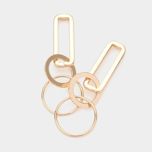 Circle & Rectangle Dangle Earrings | Gold or Silver