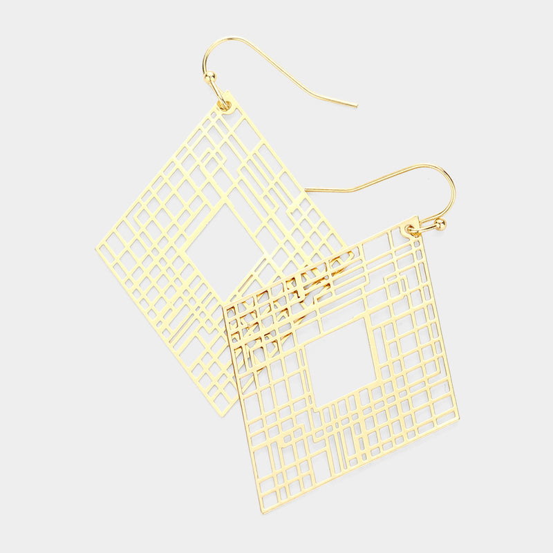 Diamond Cutout Earrings | Gold or Silver