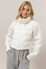 Zoe White Puffer Crop Jacket