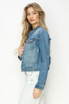 Ruffled Detail Denim Jacket