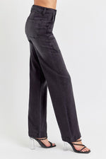 High Rise Wine Black Wide Cargo Pants