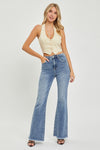 Jenny High Rise Vintage Frayed Hem Flare Jeans